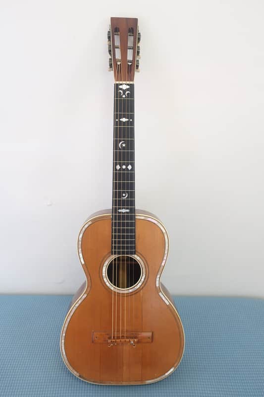 Vintage 1900s Lyon & Healy Parlor Guitar Finest Woods & Craftsmanship Moon Sun & Stars Inlay Ladder Braced Ditson Supertone Regal Lakeside image 1