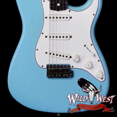 Fender Custom Shop 1969 Stratocaster Maple Neck with Rosewood Fingerboard Journeyman Relic Faded Daphne Blue 7.75 lbs image 1
