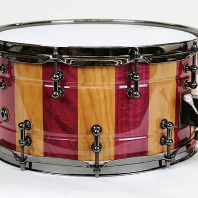 HHG 14x7 Cherry And Purple Heart Stave Snare, High Gloss Lacquer image 2
