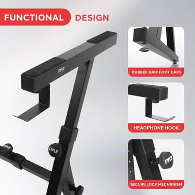 Heavy Duty Folding Keyboard Stand - Sturdy Reinforced Z Design w/ Adjustable Width & Height, Foam Padded Arms, Digital Piano Stand, Fits 54-88 Key Electric Pianos & Used for Travel & Storage image 4