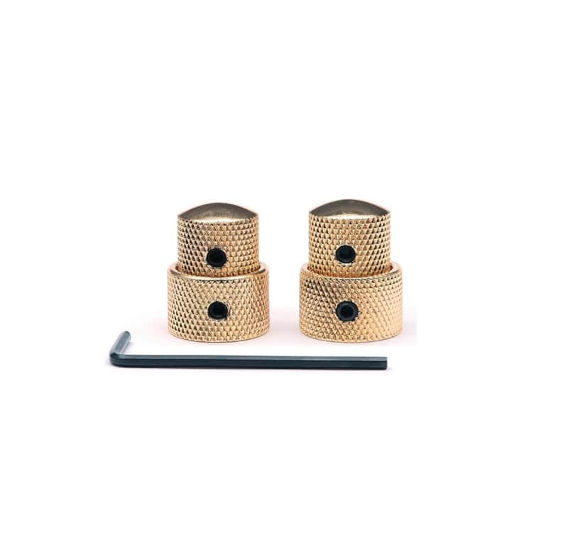 Bass Guitar 2X Dual Concentric Metal Dome Knob Gold with Dual Position Markers image 1