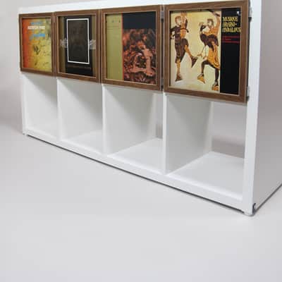 2 pcs IKEA Kallax Shelf Walnut LP Art Frame Door for Vinyl Record Storage Cabinet / Cube Hack Custom Picture Album NowPlaying Music 33rpm 12" Clear Box Freaks Cover Jacket Decor Stand Display Ideas Mint Analog Disc Case Audio Unit Wood furniture Dj image 2
