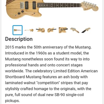 Fender "10 for '15" Limited Edition American Shortboard Mustang with Rosewood Fretboard 2015 - Natural image 20