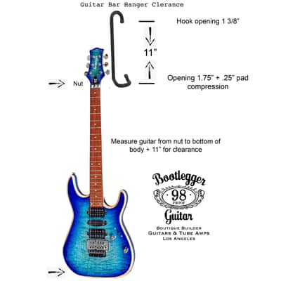 Guitar Bar Hanger 12” fits 6 & 7 string Guitars and 4 & 5 string Bass Guitars image 5