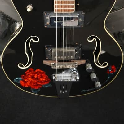 Hofner Red Rose Semi-Hollow Electric - Black Germany image 5