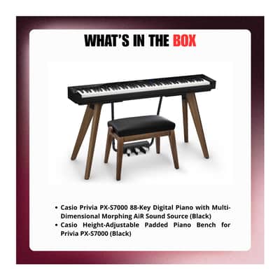 Casio Privia PX-S7000 88-Key Digital Piano (Black) Bundle with Height-Adjustable Bench (2 Items) image 9
