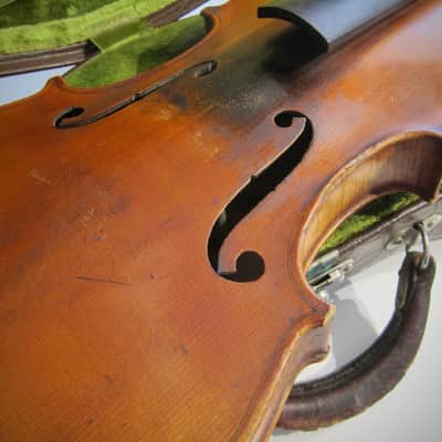 Conservatory Violin Guarnerius Copy 4/4 German Circa-1920s-1940s-Reddish Brown Varnish image 11