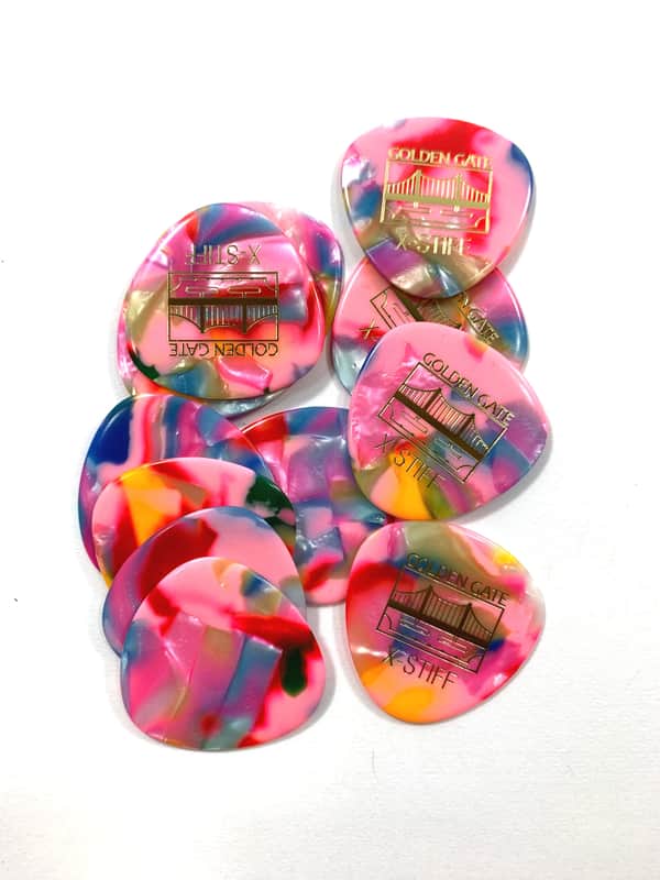 Golden Gate Guitar Picks Rounded Tri Confetti Clown Barf 1.5mm X-Heavy 12 pack image 1