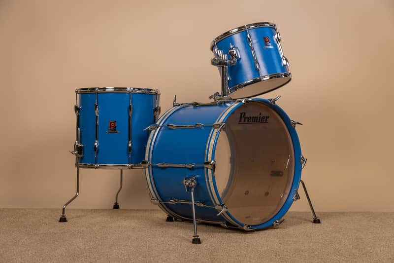 1980s Premier Resonator Blue Drum Set image 1