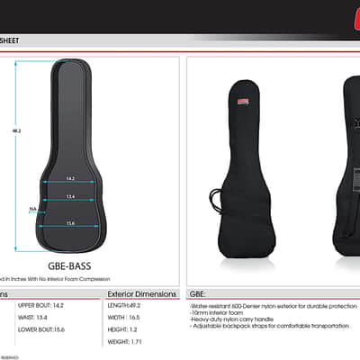 Gator Cases Gig Bag for Electric Bass Guitars  (GBE-BASS) image 9
