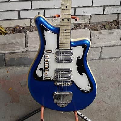 Dega Morbidoni Italy Bartolini Sumlin 1962 Blue Sparkle Surf blues guitar Rare Vintage image 2