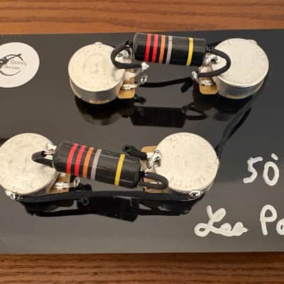 Gibson Les Paul 50s style wiring harness with new Bumblebee 0.022uF paper in oil capacitors and split long shaft pots image 1