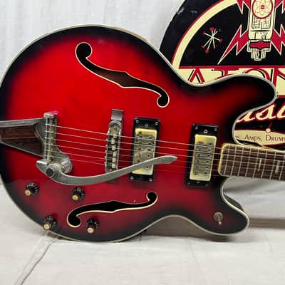 Univox Coily U1825 Hollow Body Guitar MIJ Made In Japan Vintage Redburst - AS IS! needs new nut image 2