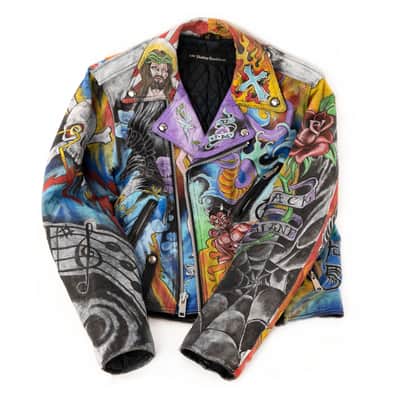 Custom John Mellencamp Tattooed Leather Jacket 1980s Multi image 1