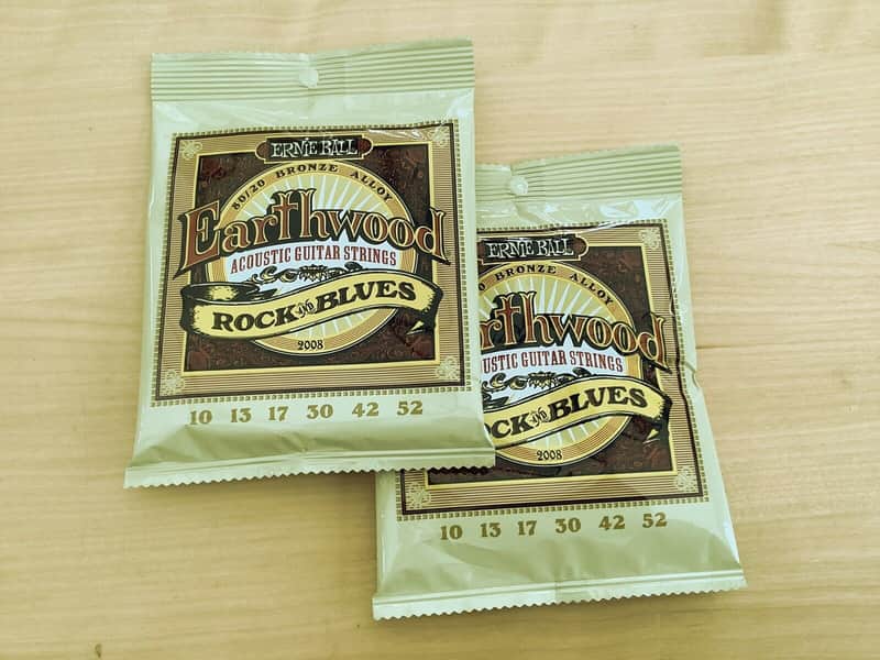 Ernie Ball 2x set 2008 Earthwood 80/20 Bronze Rock and Blues Acoustic Guitar Strings (10-52) 2010s - Bronze image 1