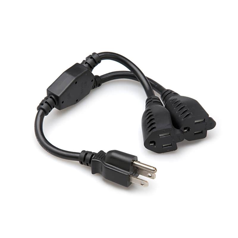 Hosa YAC-406 Power Extension Y Cable, Dual NEMA 5-15R to NEMA 5-15P, 14 AWG image 1