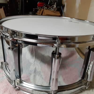 Pearl 14x6.5" World Series mirror chrome steel snare drum image 9