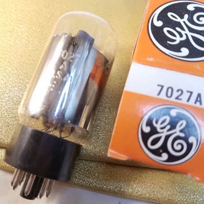 GE Matched Pair (2) 7027A 7027 tNOS AT1000 TESTED Vacuum Tubes (like beefy 6L6GC) Beam Power 1958-1975 image 2