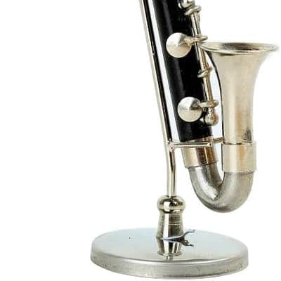 Miniature Bass Clarinet with Stand and Case Mini Musical Instrument Bass Clarinet Replica Collectible Figurines Dollhouse Accessories Model Home Decoration Display Ornament (5.12") image 3