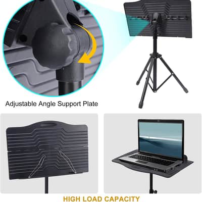 Sheet Music Stand with Violin Hanger, Portable Folding violin Stand, Foldable Music Stand for Sheet Music, Violin Music Stand with Carrying Bag, Light, Black image 6