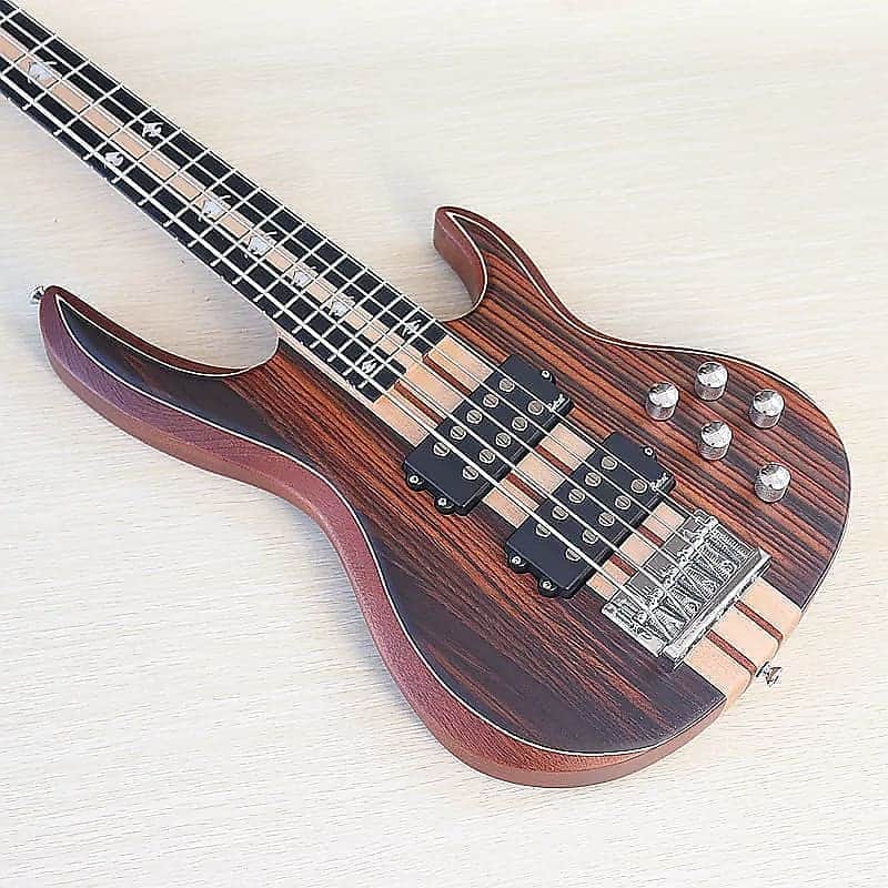 Custom 5 String Electric Bass, Hickory Wood Top Body, Maple Neck Through, 24 Frets image 1