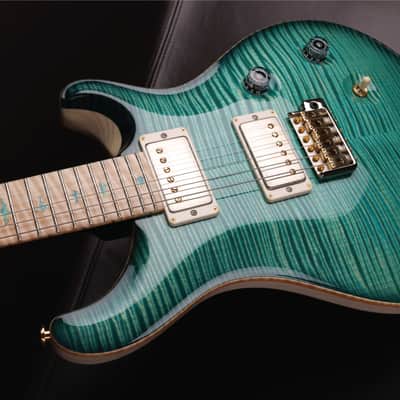 PRS 2016 Private Stock Custom 24 in Bahama Blue Smoked Burst w/Curly Maple Top, Swamp Ash Back & Backplates, Curly Maple Fretboard, Curly Maple Neck, Phase III Locking Tuners w/Curly Maple Buttons & Stained Curly Maple w/Paua Outline Inlays image 3