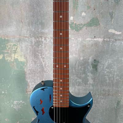 Vintage V120MR-GHB Icon Series Single Cut - Distressed Gun Hill Blue / Sunburst image 5