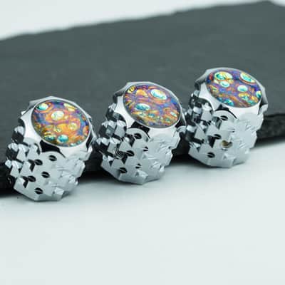 Guitar Potentiometer Control Knobs with 6.3mm Dia. Shaft Pots, 3PCS Gold Foil Vein Nori Aluminium Alloy Speed Tone Volume Switch Knob for Electric Guitar Precision Bass, CKB028-D Chrome image 3