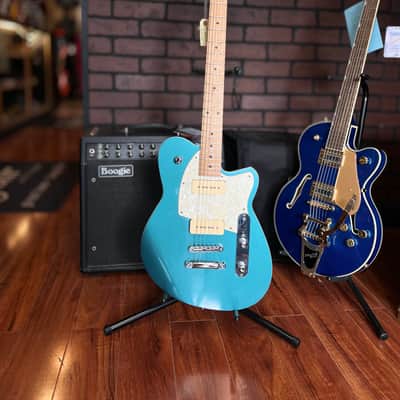 Reverend Charger 290 with Roasted Maple Fretboard 2020 - Present - Deep Sea Blue with White Pickguard image 2