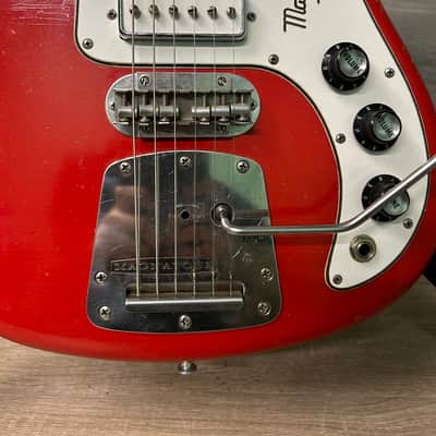 1965 Magnatone Tornado X-15 Red Sparkle Electric Guitar with Hard Case #2687 image 9