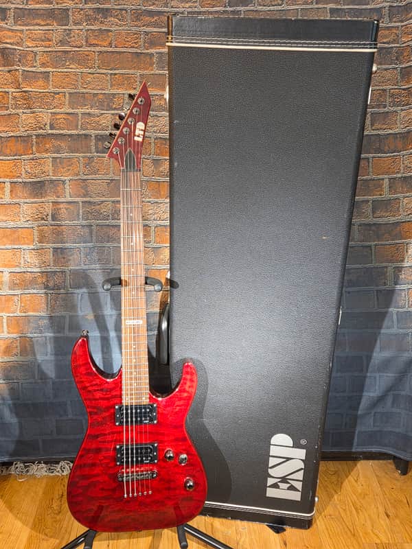 ESP LTD MH-100 QM NT See Thru Black Cherry w/ ESP HSC image 1