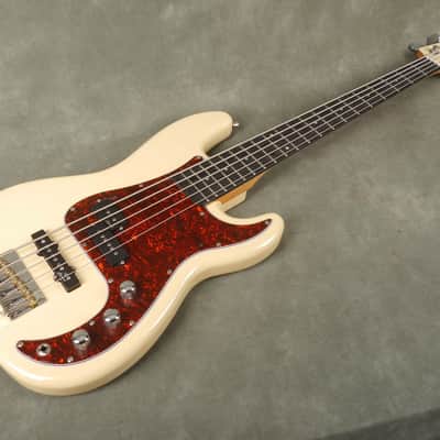 Harley Benton PJ-75 5-String Bass Guitar - White - 2nd Hand image 9