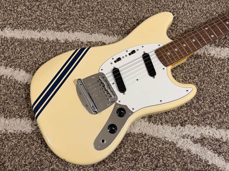 RARE! 2006-2008 Fender Japan MG-73 MH/CO Mustang Reissue Olympic White OWH Competiton Line Matching Headstock MIJ