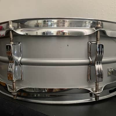 Ludwig L-404 Acrolite 5x14" 8-Lug Aluminum Snare Drum with Rounded Blue/Olive Badge 1979 - 1993 - Gray image 7