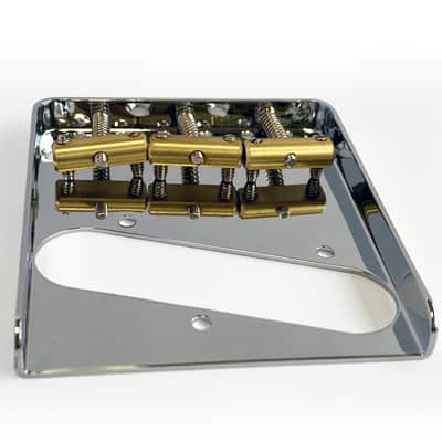 AxLabs Tele-Style String-Through Bridge | Brass Compensated Saddles - Chrome image 2