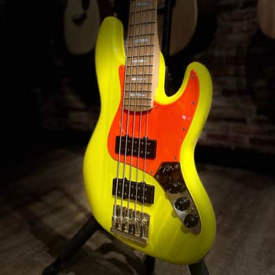 Fender Mono Neon Jazz Bass V - Neon Yellow image 1
