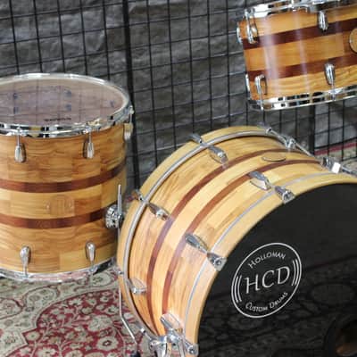 Holloman Custom Drums Ash/Mahogany drum set - hand rubbed urethane over Danish Oil image 9