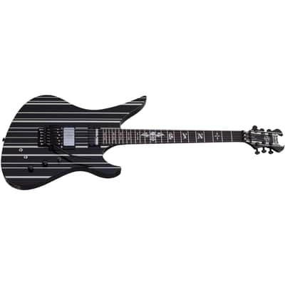 Schecter Synyster Gates Signature Custom Sustainiac - Ebony Fingerboard, Gloss Black w/Silver Pin Stripes image 4