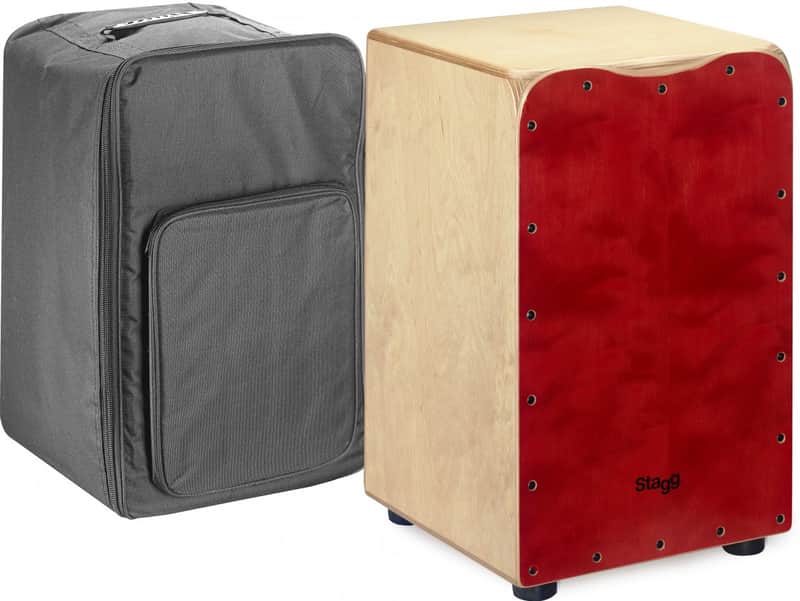 Stagg Standard-sized birch cajon w/ red front board finish image 1
