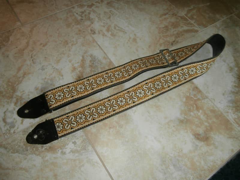 Vintage 1960's ACE Guitar Strap! Yellow Nirvana, Bob Dylan Hippie Pattern! Old! image 1
