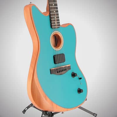 Fender Certified Pre-Owned American Acoustasonic Jazzmaster, Ocean Turquoise, Ebony Fingerboard (O10) (3213A) image 4