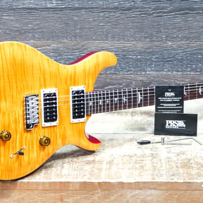 PRS SE Custom 24 Santana Yellow Flame Maple Veneer Top Electric Guitar w/Bag image 11