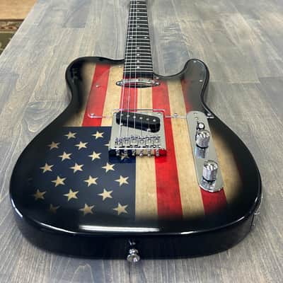 USA Flag Electric Guitar - Tele style - Red white and blue image 3