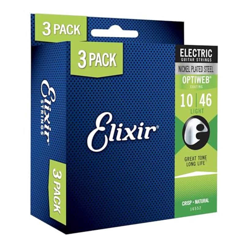 Elixir Strings - Nickel Plated Guitar Strings with OPTIWEB Coating - Elixir Electric Guitar Strings - 3 Pack, Light 10-46 image 1