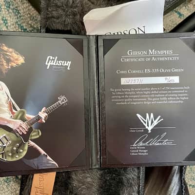 2013 Original Gibson Chris Cornell Signature ES-335 -Olive Drab Green – RARE Original Lifetime Release #91/250 image 10