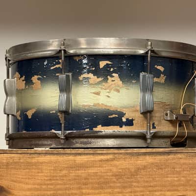 1950's WFL 6.5x14 Blue & Silver Duco Contest Model 8-Lug Snare Drum image 5