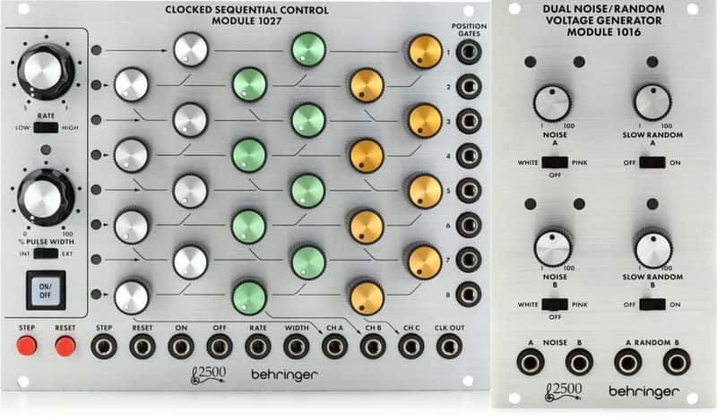 Behringer Clocked Sequential Control Module 1027 8-step Sequencer Eurorack Module  Bundle with Behringer 1016 Dual Noise / Random Voltage Generator Eurorack Module image 1