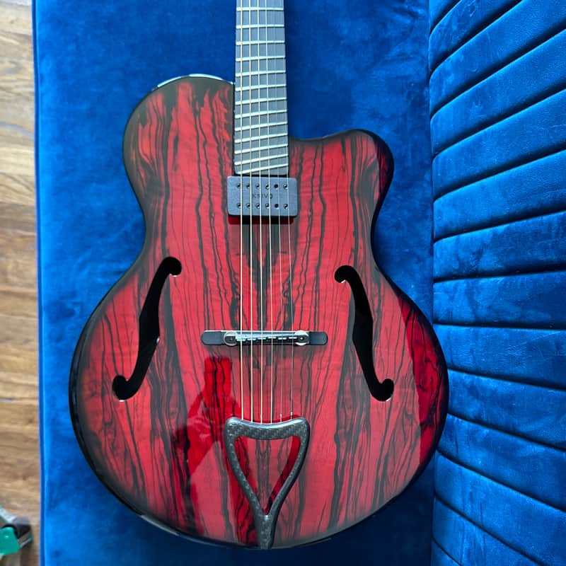 Emerald Kestrel Carbon Fiber Acoustic-Electric Guitar, Fanned Frets, Krivo and Piezo pickups, signed image 1
