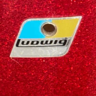 Ludwig No. 980 Super Classic Outfit 9x13 / 16x16 / 14x22" Drum Set (3-Ply) with Pointed Blue/Olive Badges 1969 - 1976 - Red Sparkle image 10