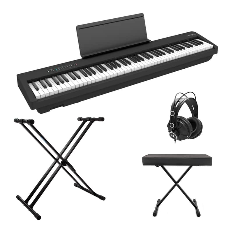 Roland FP-30X Compact Portable Digital Piano (Black) with Keyboard Stand, Bench, and Closed-Back Studio Headphones image 1
